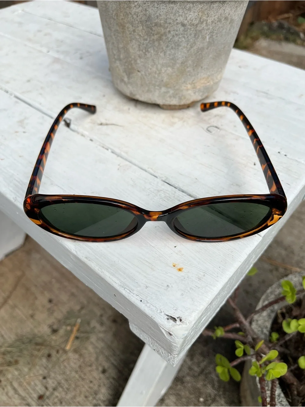 Tortoiseshell Oval Women’s Sunglasses - Brown Frames with Green Lenses